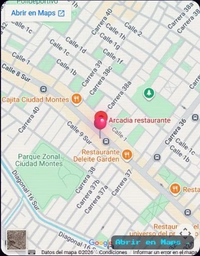 Mapa de ubicación de Arcadia Restaurante Gamer en Ciudad Montes, Puente Aranda, Bogotá